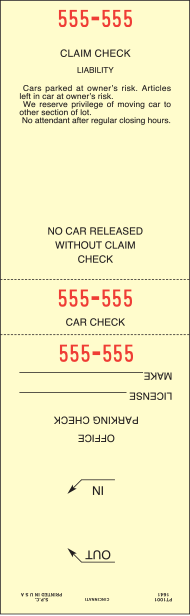 3 Part Sprint/PT1001 Parking Ticket Stock Generic