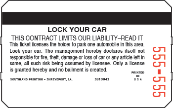 DataPark/DP5900D with Disclaimer Stock Generic Parking Ticket