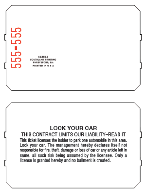 ACI/ETP103 with Disclaimer Stock Generic Parking Ticket