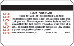 ACI/ETP203 with Disclaimer Stock Generic Parking Ticket