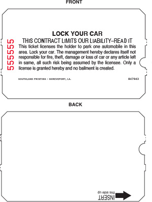 AMG/OPUS with Disclaimer Parking Ticket Stock Generic