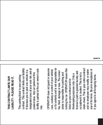 TIBA/MP30110 Part # 959-1000-20-STD with Disclaimer Stock Generic Parking Ticket
